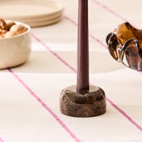 Terra Brown Marble Candle Holder