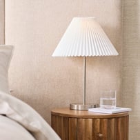 Pleats Nickel & Off White Table Light
