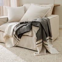 Echo Brown Sugar & Black Stripe Linen Throw