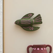  Bird Cactus Green Cotton Mache Wall Décor