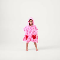 Sweet Heart Character Pink Beach Hooded Towel