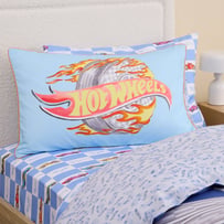 Mattel Hot Wheels Turbo Track Blue Text Pillowcase