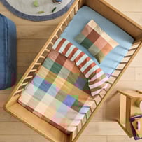 Morgan Blue Check Flannelette Cot Quilt Cover Set