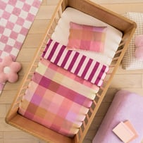 Morgan Pink Check Flannelette Cot Quilt Cover Set