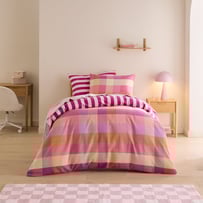 Morgan Pink Check Flannelette Quilt Cover Set