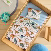  Dinosaur Friends Green Flannelette Cot Quilt Cover Set
