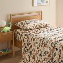 Dinosaur Friends Ecru Flannelette Sheet Set