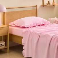 Harper Pink Stripe Ruffle Sheet Set
