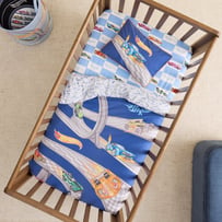 Mattel Hot Wheels Turbo Track Navy Cot Quilt Cover Set