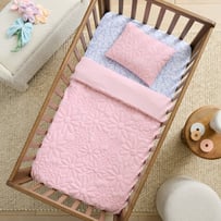 Daisy Pink Quilted Cot Quilt Cover Set
