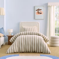 Stonewashed Mocha & Cream Tri Stripe Quilt Cover Set
