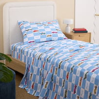 Mattel Hot Wheels Blue & White Grid Sheet Set