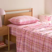 Brooks Pink Check Flannelette Sheet Set