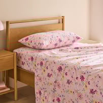 Bella Pink Blossom Flannelette Sheet Set