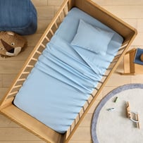 Plain Blue Flannelette Cot Sheet Set