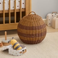 Honey Bee Tan Stripe Storage Basket