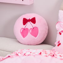 Frankie Pale Pink Cherry Bow Faux Fur Shaped Cushion