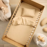 Vintage Washed Linen Biscotti Cot Quilt Cover Set