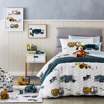 Under Construction White Quilted Quilt Cover Set