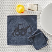 Construction Zone Navy Face Washers Pack of 2