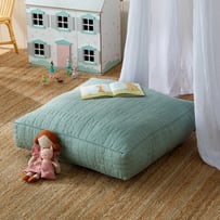 Vintage Washed Linen Eucalyptus Floor Cushion