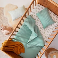 Boston Ivy Green Jersey Quilted Cot Quilt Cover Set