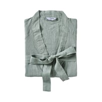 Vintage Washed Linen Eucalyptus Bath Robe