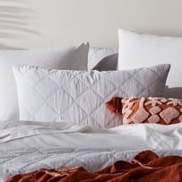Stonewashed Cotton Silver Quilted Pillowcase