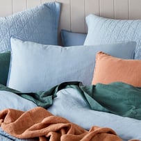 Vintage Washed Linen Dusty Blue Pillowcases
