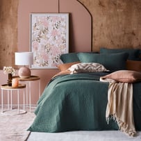 Vintage Washed Linen Cypress Quilted Coverlet Separates