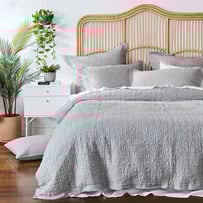 Vintage Washed Linen Grey Marle Quilted Quilt Cover Separates
