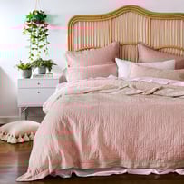 Vintage Washed Linen Nude Pink Quilted Quilt Cover Separates
