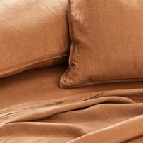 Vintage Washed Linen Caramel Sheet Separates