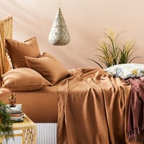 Vintage Washed Linen Caramel Sheet Set