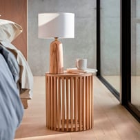 Mark Tuckey Slat Round Oak Bedside Table