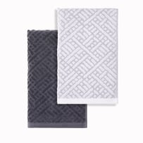 Aya Navy & White Cotton Bamboo Tea Towel Pack of 2