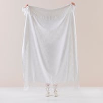 Macrame White Knot Throw
