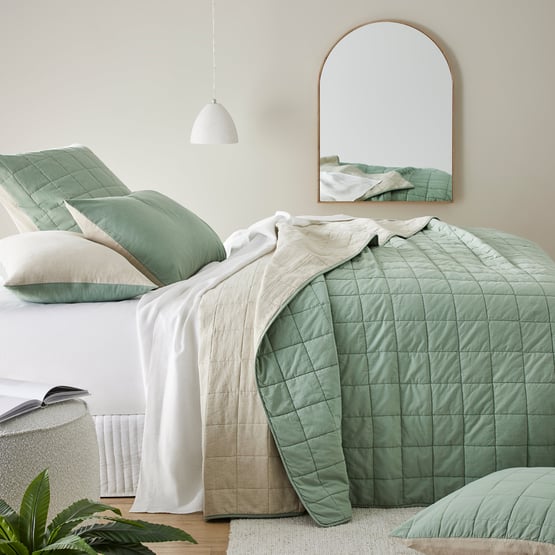 Olsen Natural & Eucalyptus Linen Cotton Coverlet Separates