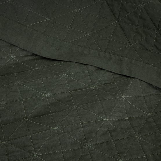 Vintage Washed Linen Thyme Quilted Coverlet Separates