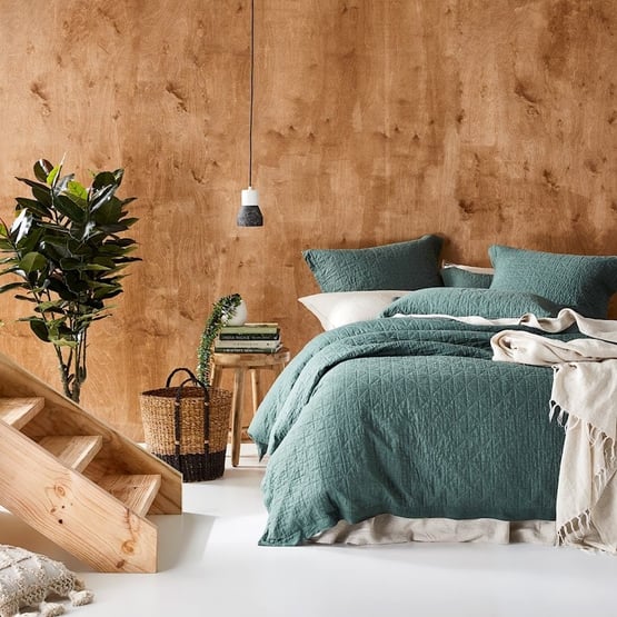 Vintage Washed Linen Cypress Quilted Quilt Cover Separates