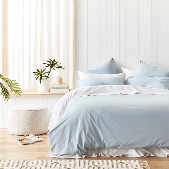 Stonewashed Cotton Ice Blue Quilt Cover Separates