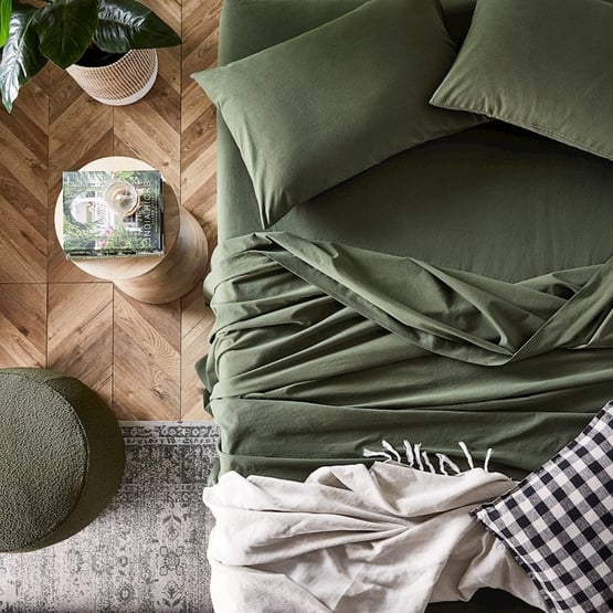 Stonewashed Cotton Basil Sheet Separates