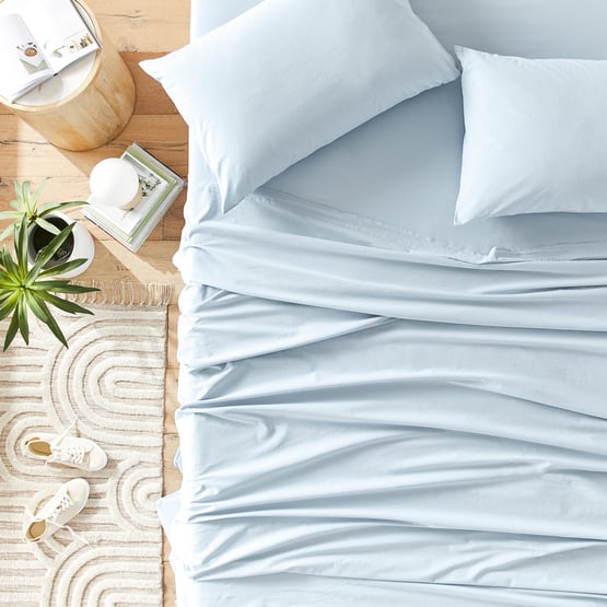 Stonewashed Cotton Ice Blue Sheet Separates