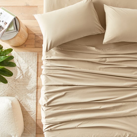 Stonewashed Cotton Sesame Sheet Separates