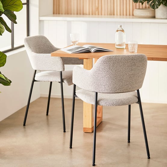 Rhodes Beige Boucle Dining Chair Set of 2