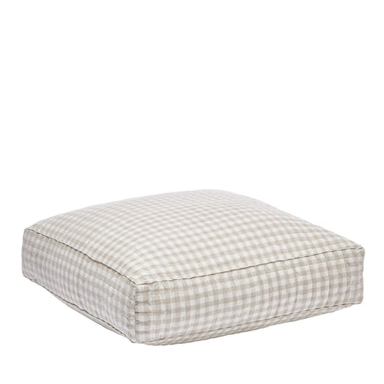 Vintage Washed Linen Linen Check Floor Cushion