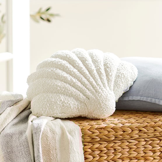 Shell White Boucle Cushion