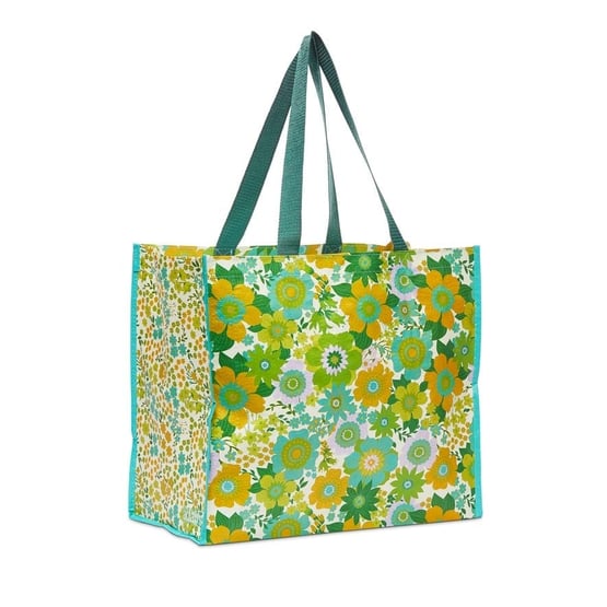 Retro Floral Green Reusable Medium Bag