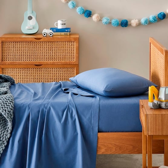 Dreamy Cotton Midnight Blue Sheet Set