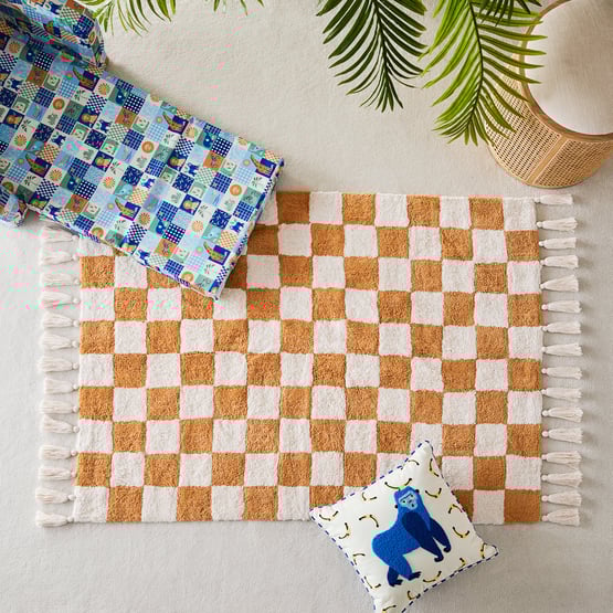 Ochre Check Designer Rug